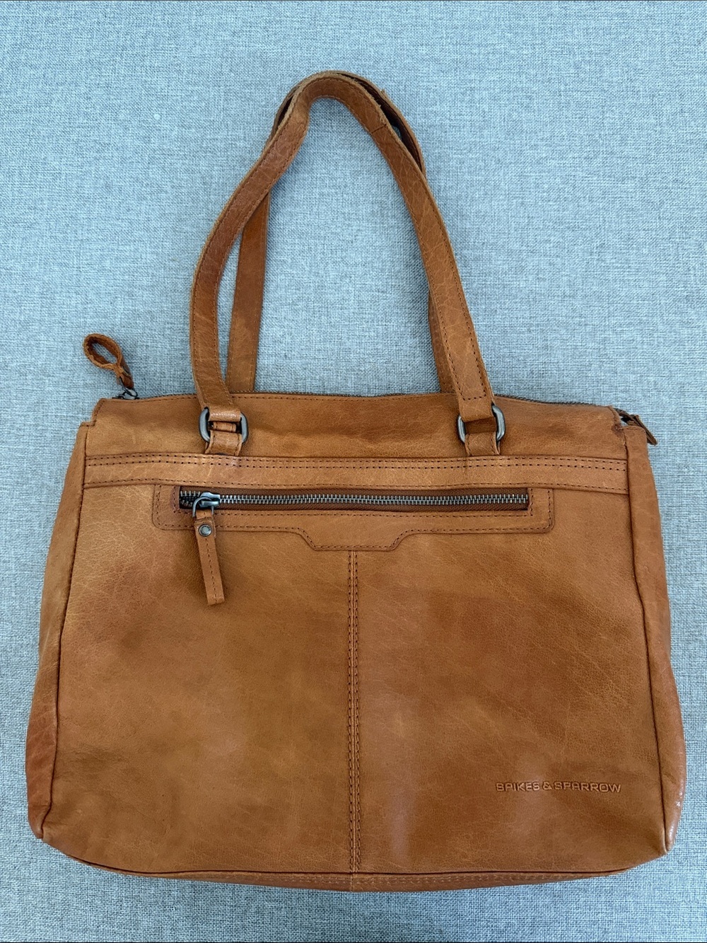 Spikes & Sparrow Cognac Leather Shoulder Bag - Picture 2 of 14